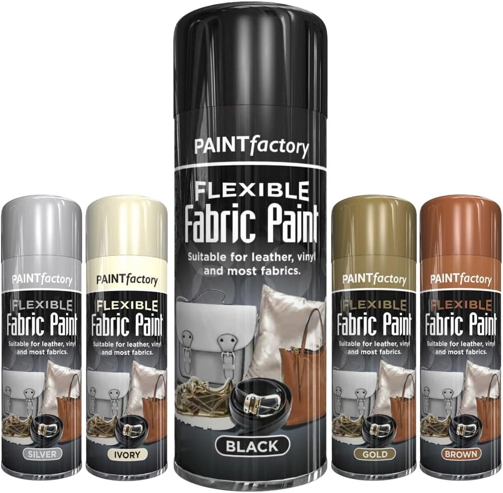 1 x Black Flexible Fabric 200ml, Spray Paint Leather Vinyl Textile Clothes Fast Drying
