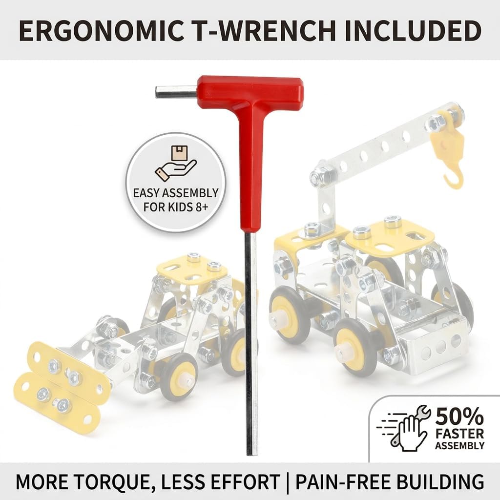 Erector Set for Boys Age 8-12,4 Mini Metal Model Set for Kids,Engineering Metal Building Kit,Learning Construction Truck Building Toys for Boys Age 8-12 DIY STEM Educational Gifts (330pcs)