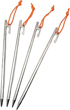 RISON Titanium Tent Pegs Crochet Camping Tent Nails Lightweight Titanium Tent Nails Snow Grassland Heavy Duty Tent Nails for Outdoor Camping and Garden Stakes 4, 8250mm
