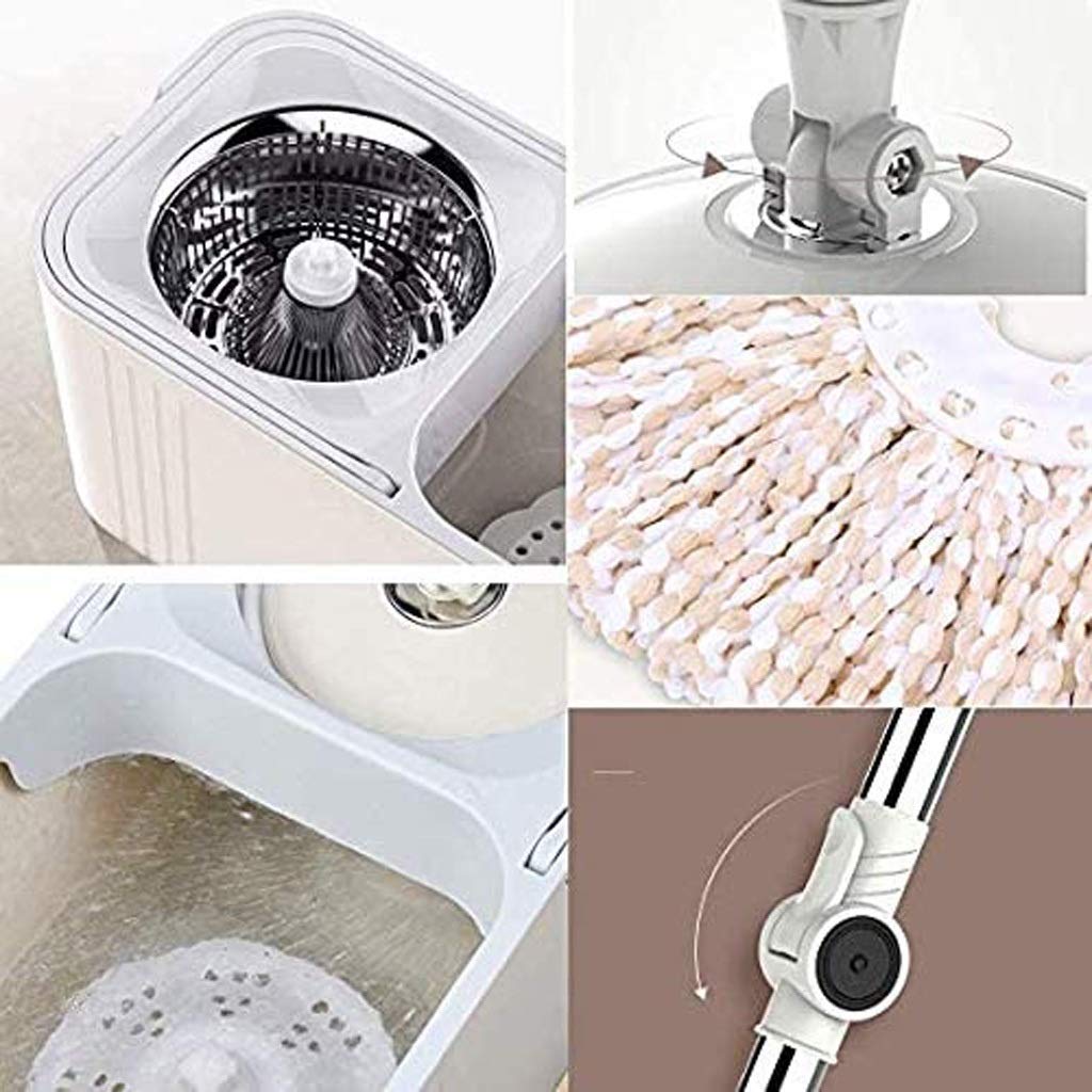 Doppio azionamento Rotary Mop Domestico Pigro In Acciaio Inox Pole Mop Automatico Pressione Mano Ouble Barrel