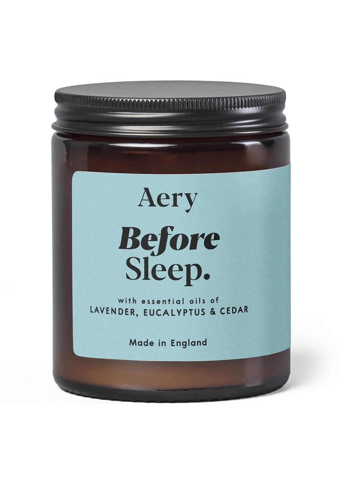 Aery Before Sleep Glass Jar Soy Wax Candle - Lavender, Eucalypyus & Cedar with 100% Plant Based Wax & 30 Hour Burn Time