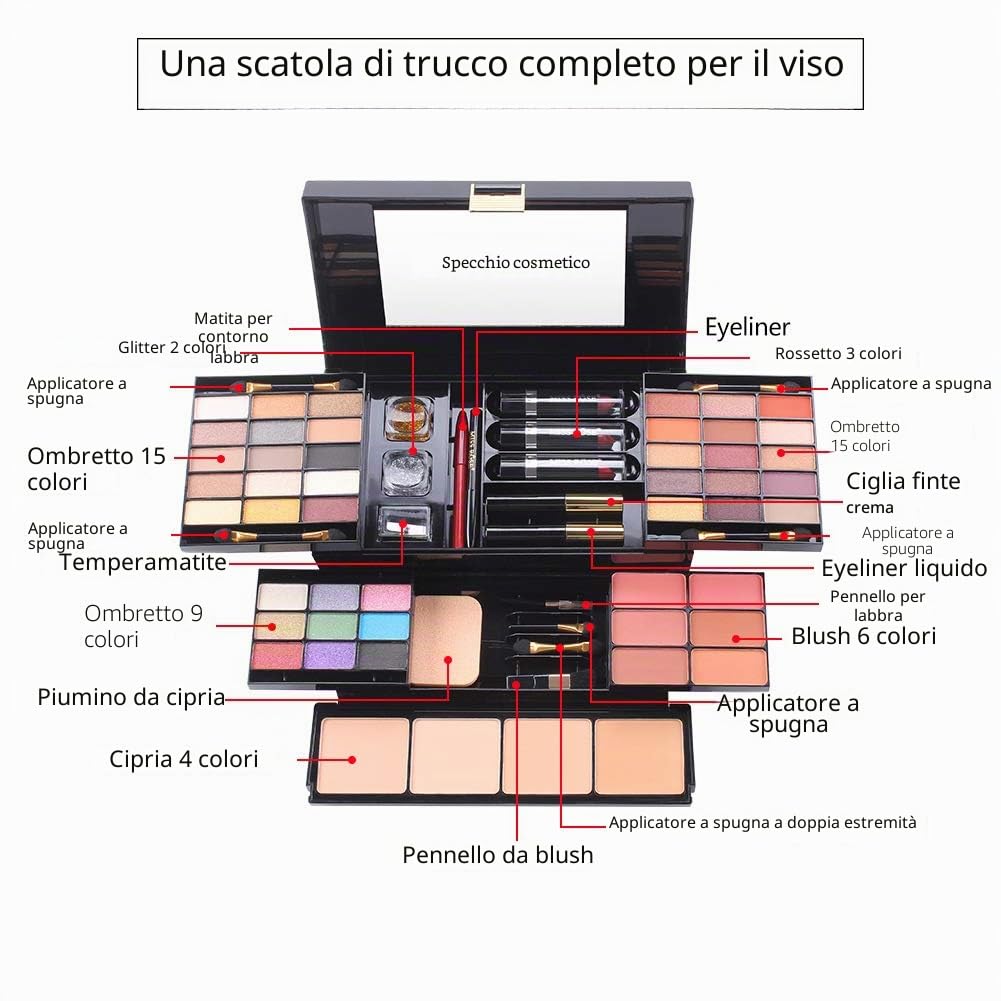 49 Colors Makeup Kit Combination with Eyeshadow Blusher Press Powder and Lip Gloss - Ideal Make Up Cosmetic Set for Professional and Daily Use #1