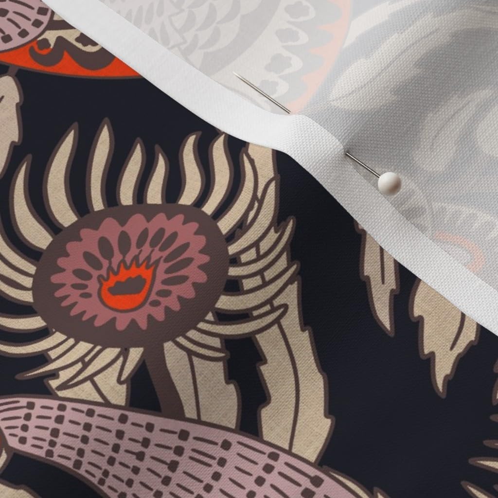 Spoonflower Fabric - Boho Maximalist Bird Animal Feathers Peacock Floral Glam Leaves Garden Printed on Petal Cotton Fabric Fat Quarter - Sewing Quilting Apparel Crafts Decor