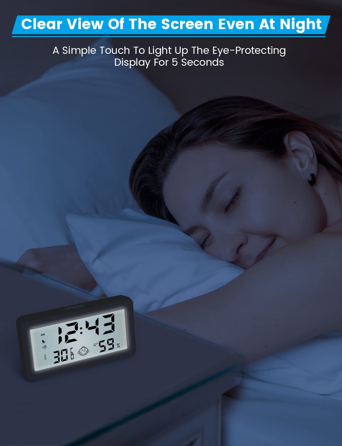 Higrómetro Termómetro Interior con Reloj, Monitor Digital de Temperatura y Humedad con Pantalla Confort, Retroiluminación, Interruptor ℃/℉, Función de Memoria