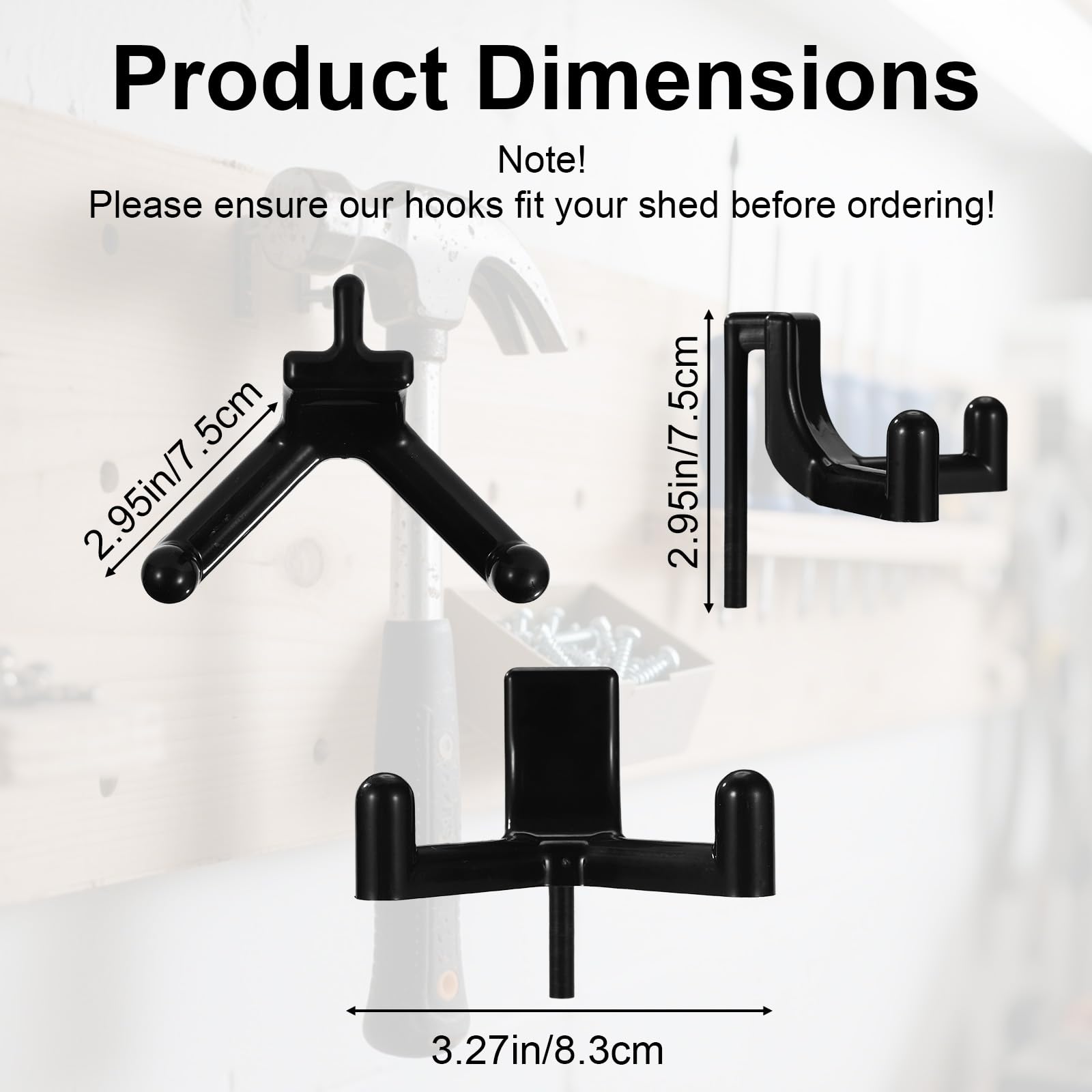 Sinbana 7pcs Storage Shed Hooks for Rubbermaid Heavy-Duty Sturdy Plastic Garden Tool Hanging Hooks Easy-to-Install Wall Hanger Rack for Outdoor Shed Garage Organizing Tools and Saving Space (Black) - Image 2