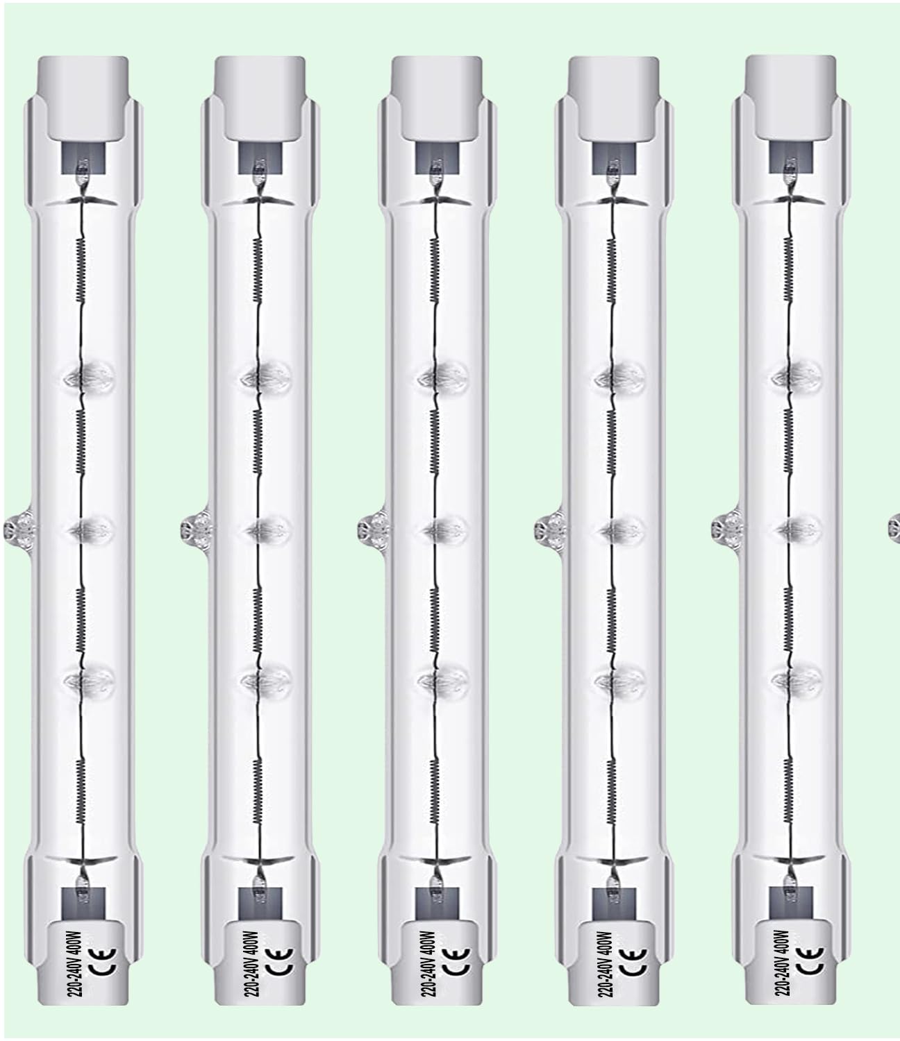 Vinaco J118 R7S Bulb 400W, 5 Pack R7S Halogen Bulb 118MM 400W Dimmable with 2800K Warm White