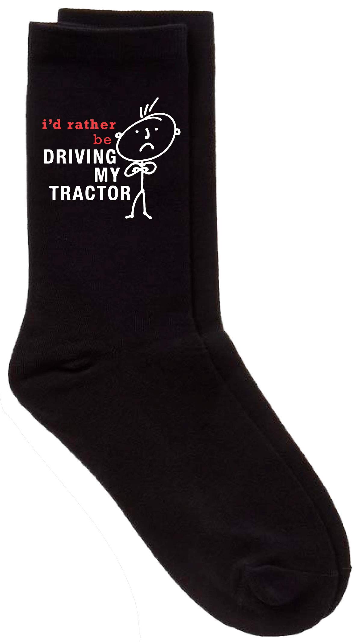 60 Second Makeover Limited Mens I'd Rather Be Driving My Tractor Black Calf Funny Socks Men Farming Gift For Farmer Tractor Gifts For Men Machine Washable One Size