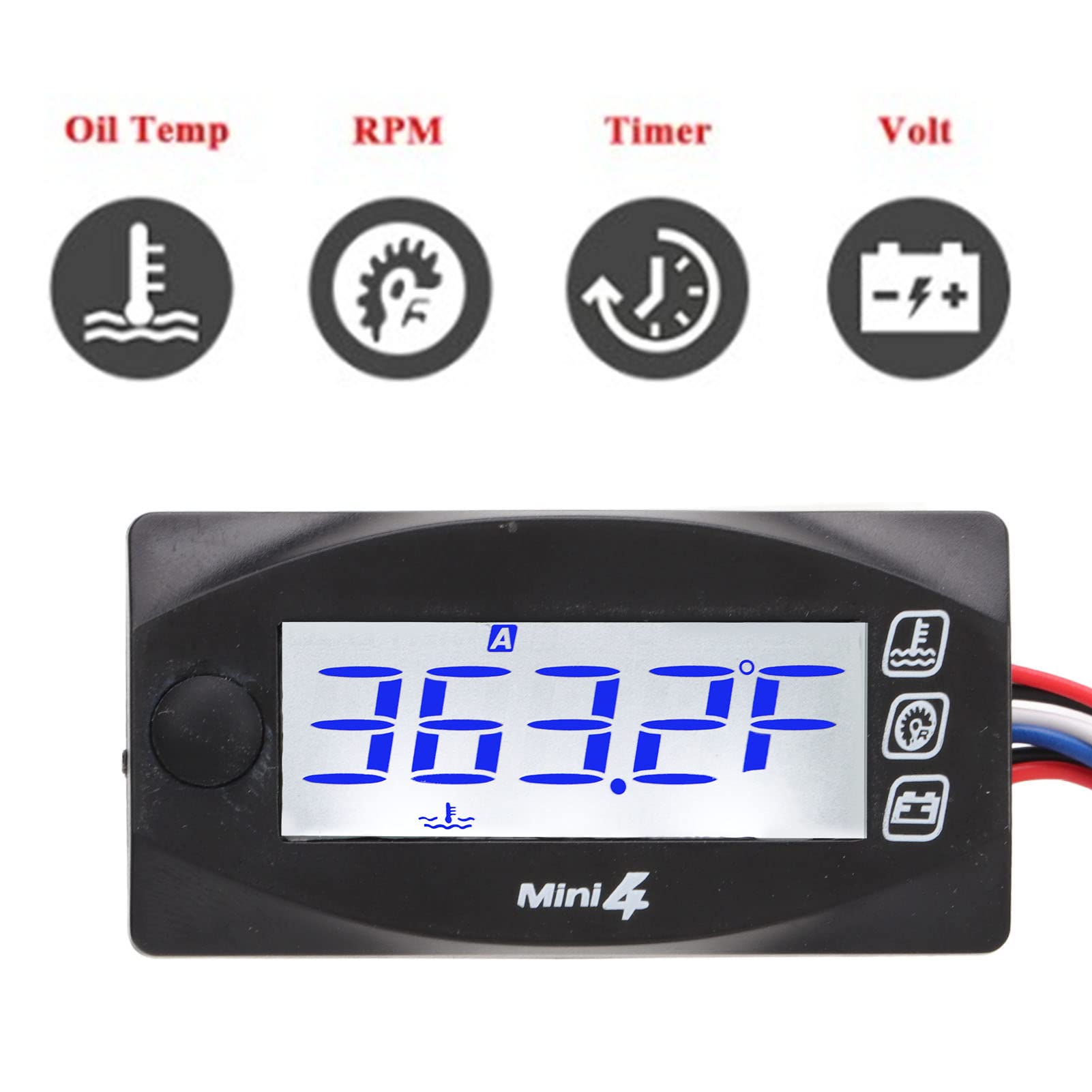 Misurazione della Temperatura dell'ACQUA Motociclistica, Termometro Digitale Moto Facile Installazione ABS LCD METTER TEMPORO ACQUA PER MOTORE (16 mm)