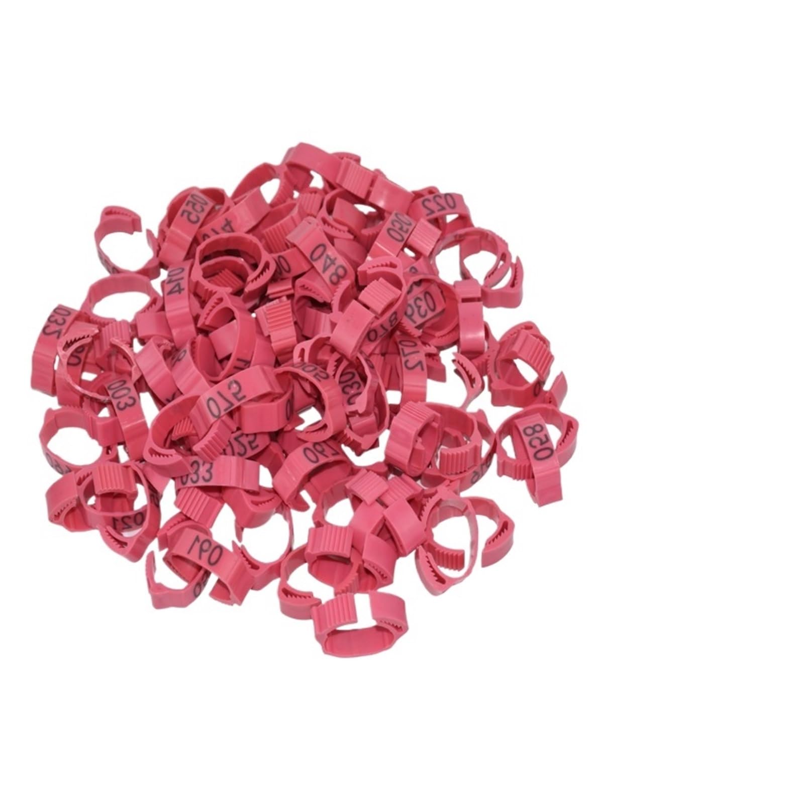 SCMYZLYD Chicken Identification Band, Poultry Tags 25/100 Pack Multicolor Plastic Digital Label Buckles For Chicken Duck Goose(Chicken Pinks 25pcs)