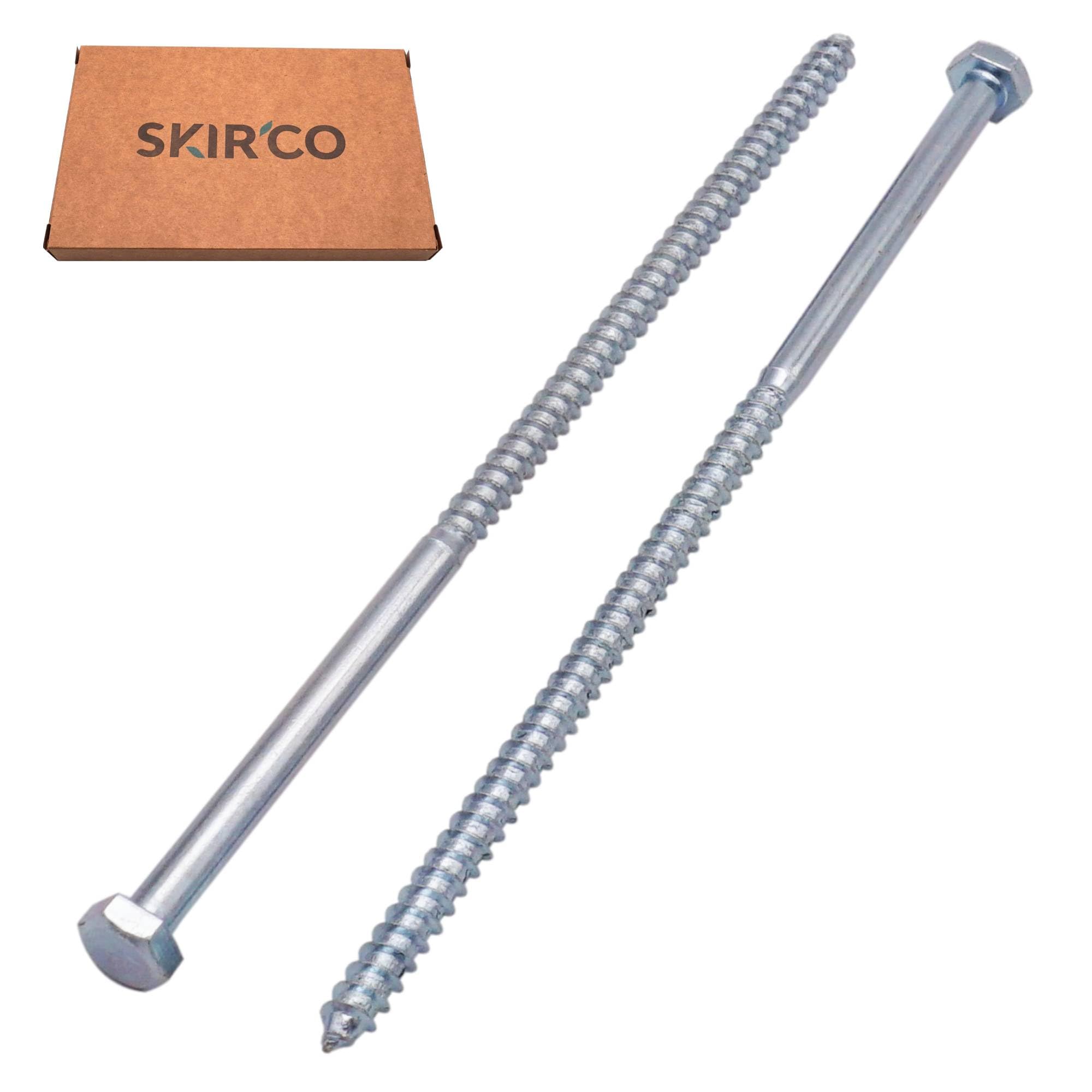 SKIR'CO (4 pcs) Zinc Plated Steel Hexagonal Head Wood Screws M6 x 160 mm, DIN 571 Coach Screws, Hex Screws, Lag Bolts - Image 2