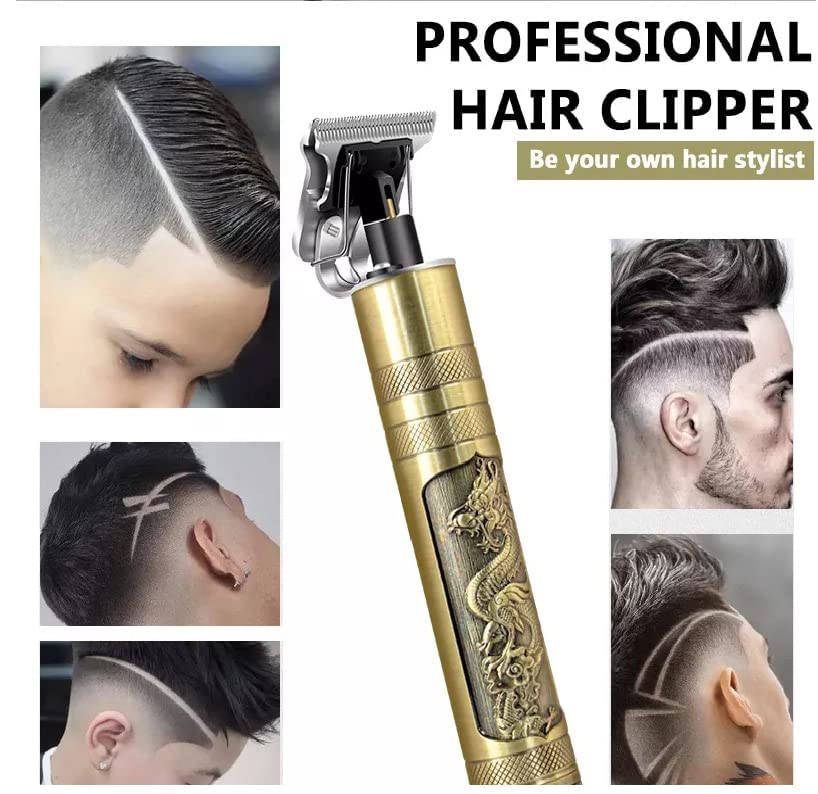 GRIDLAB Hair Trimmer For Men Dragon Style Trimmer, Professional Hair Clipper, Adjustable Blade Clipper, Shaver For Men, Retro Oil Head Close Cut Trimming Machine (Dragon Trimmer), Gold 1
