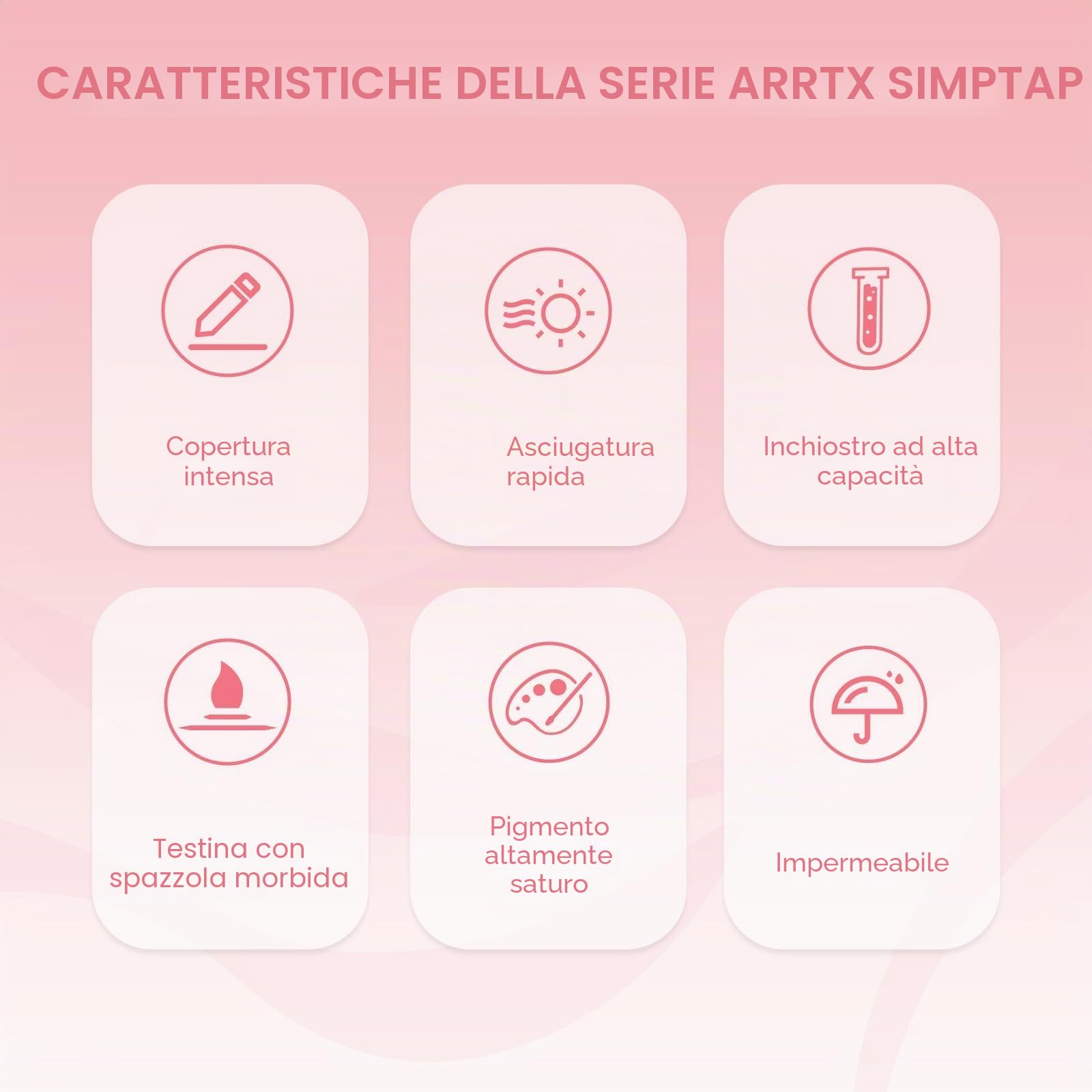 Arrtx Pennarello acrilico, serie Simptap, forte opacità, punta a pennello per pittura rock, fai da te, confezione da 48