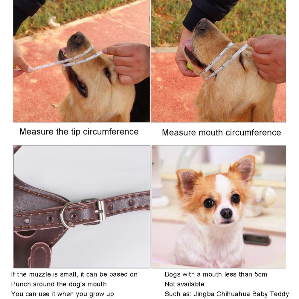 Bozal para Perros, bozal de Cuero para Perros, bozal de Entrenamiento Ajustable para Mascotas para Control de ladridos, prevención de mordeduras y prevención de masticaciones