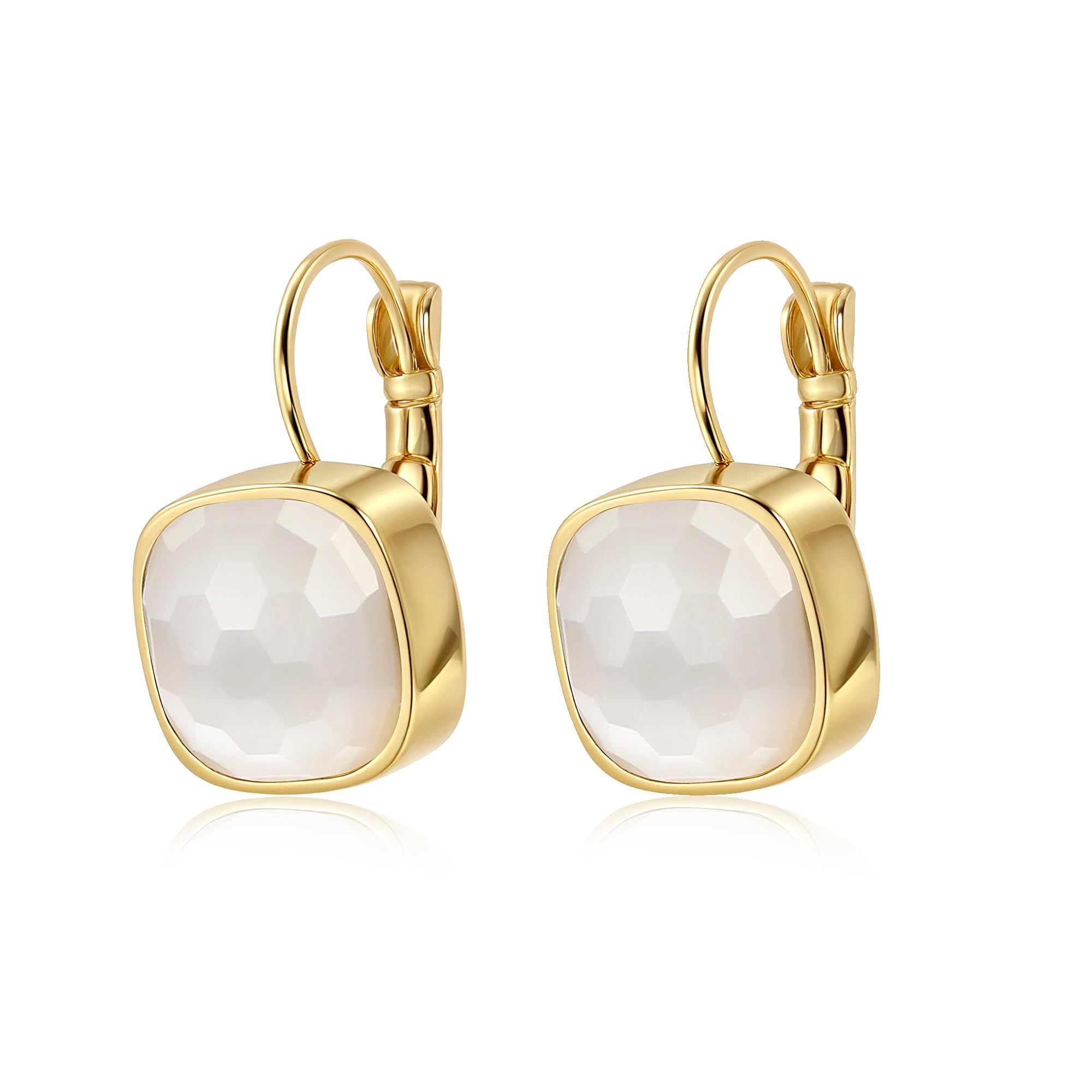 Bunte Kristall baumeln Tropfen Ohrringe für Frauen, 18 Karat vergoldete zierliche Huggie Hoop Vintage Square Geometrie Schmuck Geschenke für Frauen