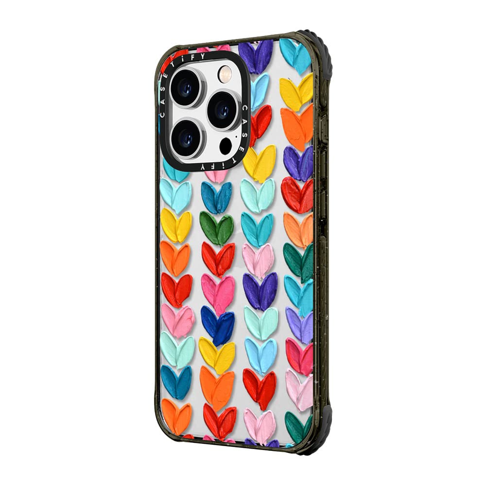 CASETiFY Etui ochronne Ultra Impact na iPhone'a 14 Pro - Polka Daub Hearts - Błyszczący Czarny Re/CASETiFY
