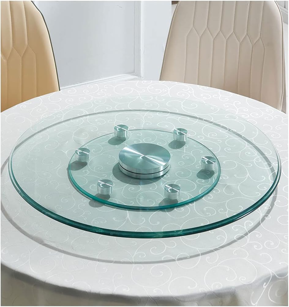 Lazy Susan Turntable for Table Tempered Glass Auxiliary Wheel Round for Dining Room Table Table Top Turntable 10MM Thick Large Turntable 360-degree Dining Table Rotating Tray Multi Size