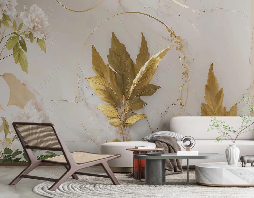 Papier peint intissé fleurs dorées pour créer un salon cocooning