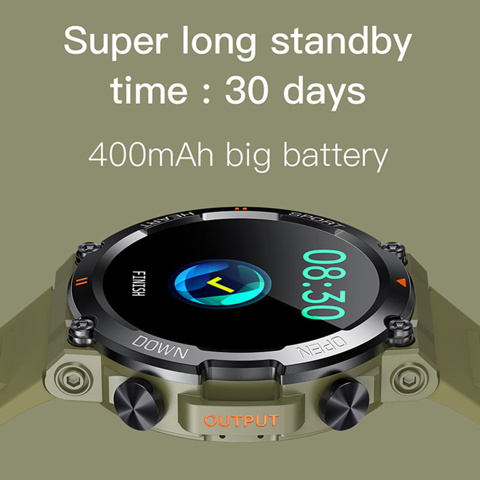 Inteligentny zegarek dla mężczyzn Połączenie Bluetooth IP67 Wodoodporny zegarek do fitnessu z czujnikiem tętna, odkryty wojskowy sport Kalorie Krokomierz Smartwatch dla iOS Android