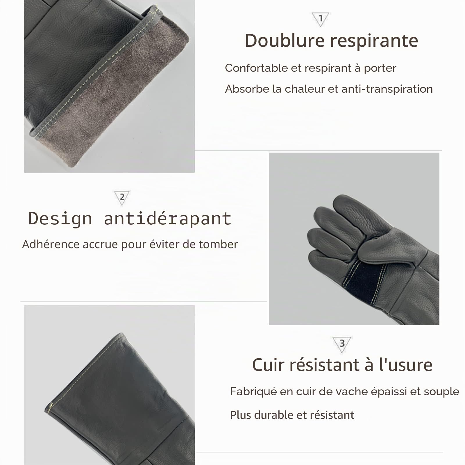 Anti-Morsure Gants de Manutention pour Animal, 60cm Gants de Travail en Cuir pour Le Soudage, Le Jardinage ou la Manipulation de Chat/Chien/Serpent/Lézard/Faucon/Reptile (Couleur Profonde)