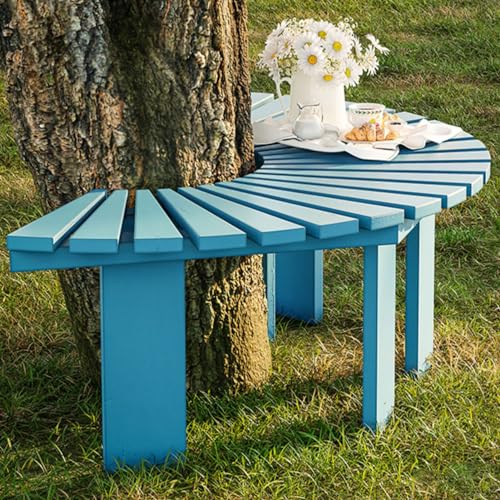 Banc d'arbre en bois semi-circulaire pour ombrager vos après-midis sur la pelouse du jardin