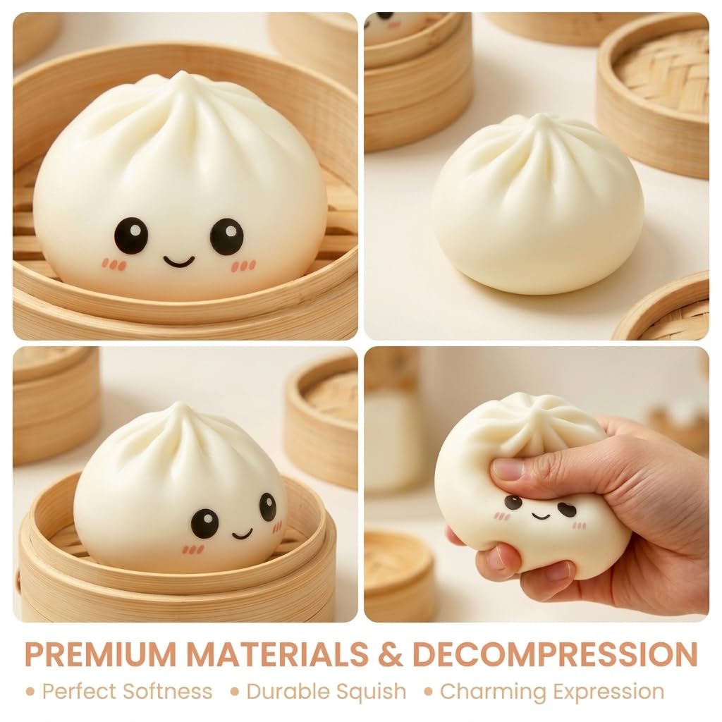 Dumpling Squishy Ravioli Antistress,Taba Squishi Morbido Giocattolo Rilassante per Ufficio e Adulti (A)
