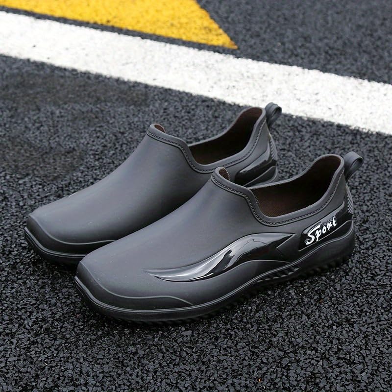 Men'S Stylish Short Rain Boots - Slip-On, Non-Slip, Waterproof Work Boots Comfortable All-Season Rain Shoes3