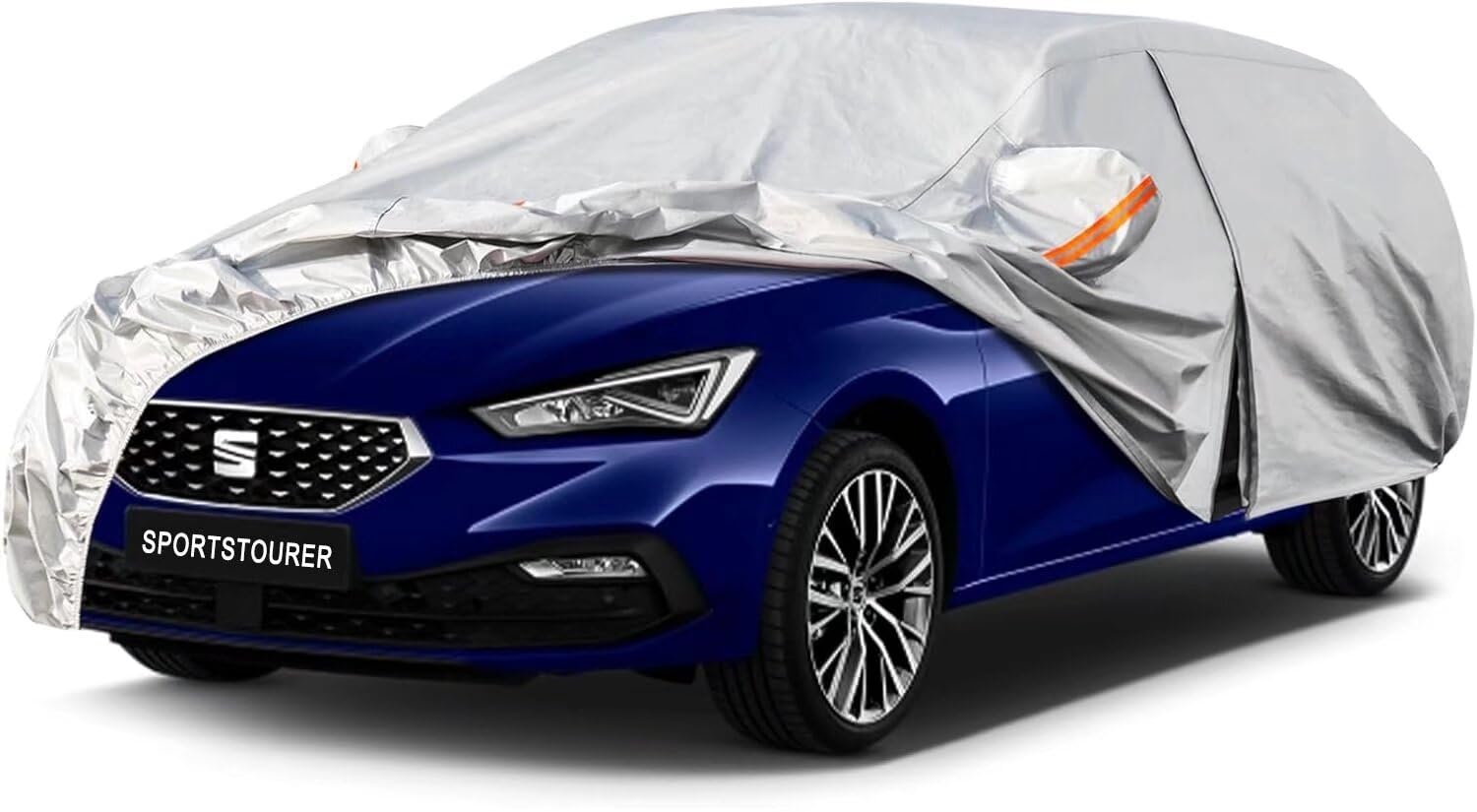 Housse De Voiture étanche 6 Couches Kayme Pour Opel Astra Sports Tourer (2010-2023) - Avec Zip, Sangles Et Bandes Réfléchissantes