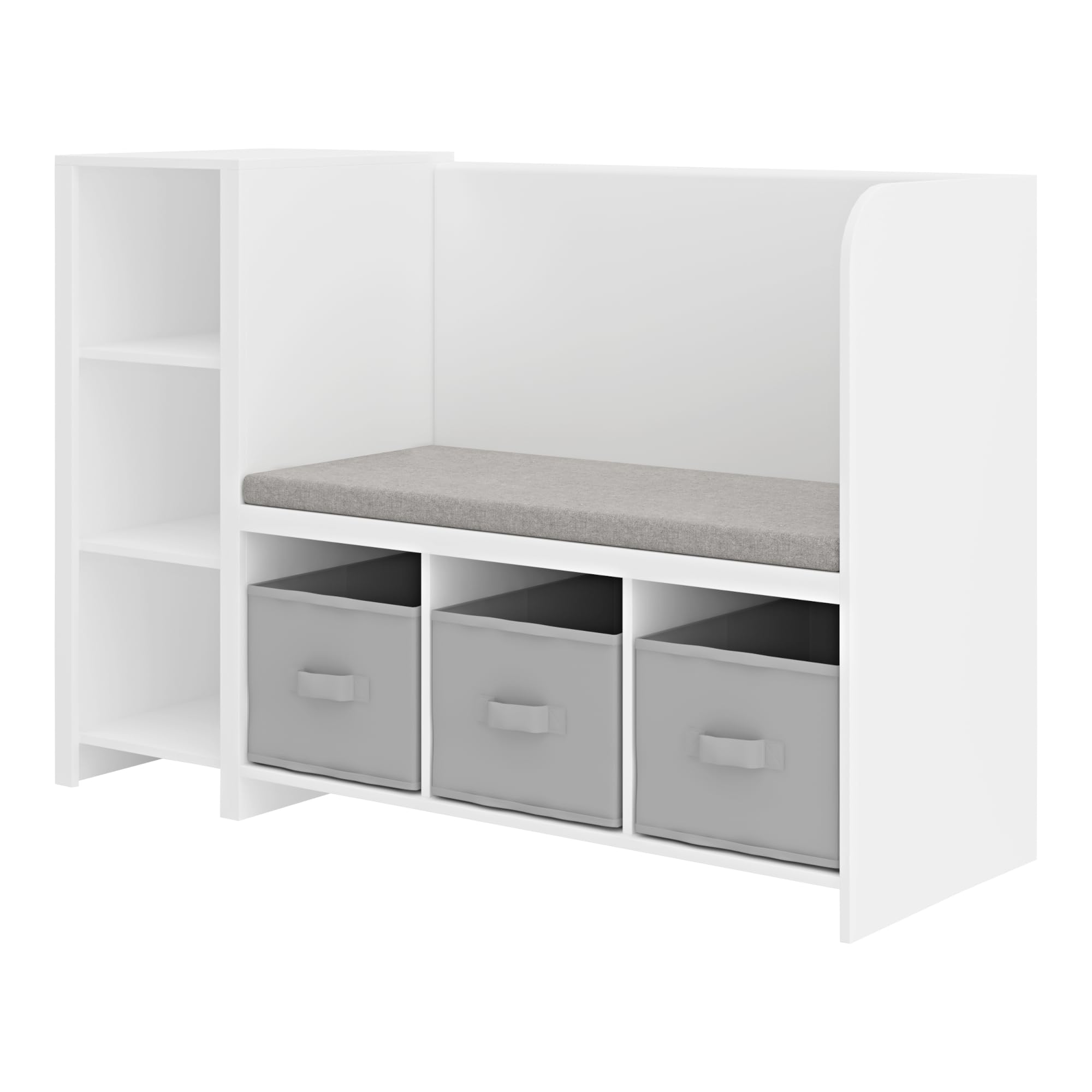 Kindersitzbank mit Regal Høylandet Sitzbank mit Stauraum 76 x 112 x 40 cm Weiß/Grau