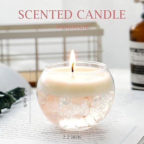 Miniatura 4 de Vela perfumada con flor seca en el interior vela de aromaterapia para regalos de cumpleaños para mujeres día de San Valentín aniversario vela de