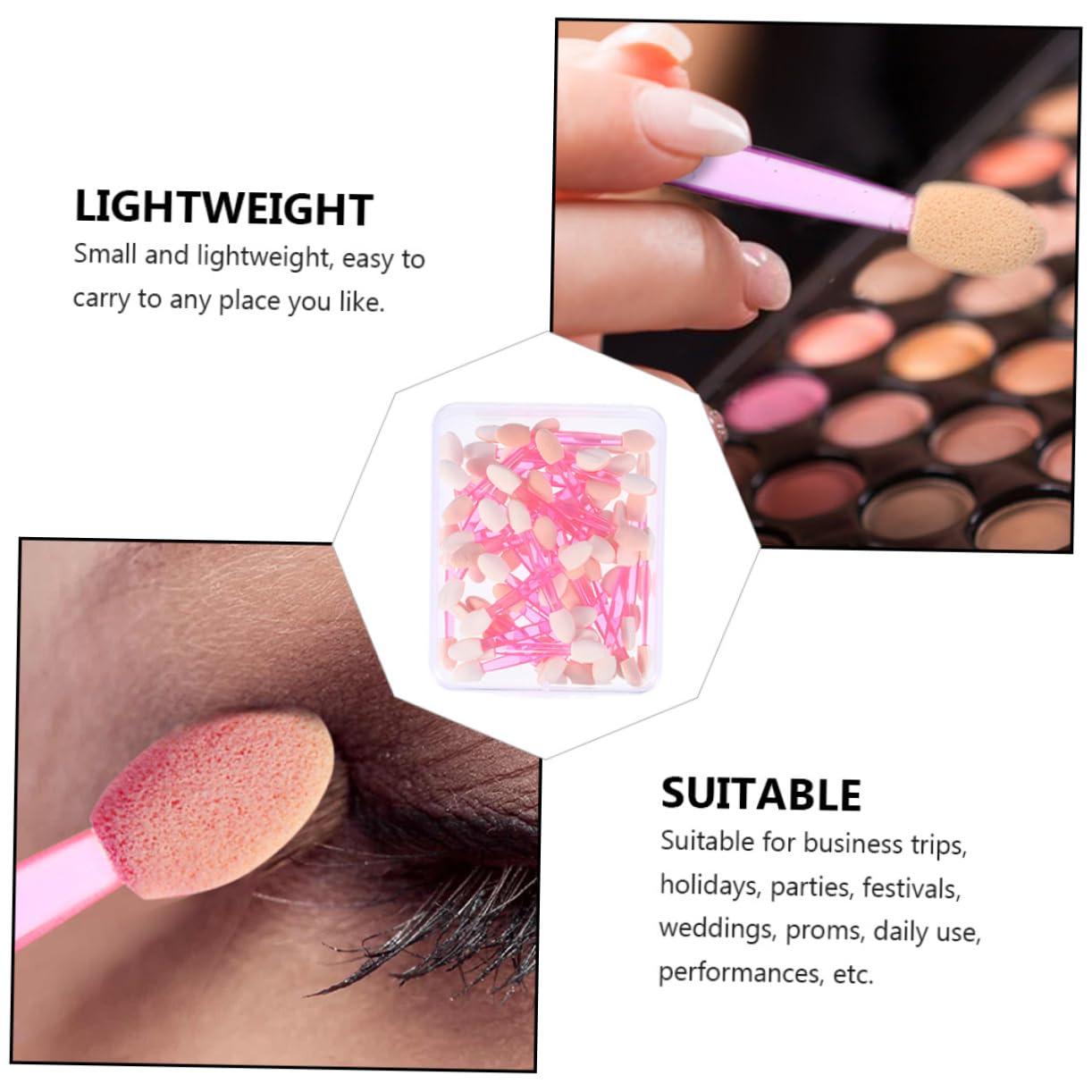 FRCOLOR Eye Shadow Stick Makeup 50pcs Dual-headed Eyeshadow Brush Set Perfect for Makeup Experimenting