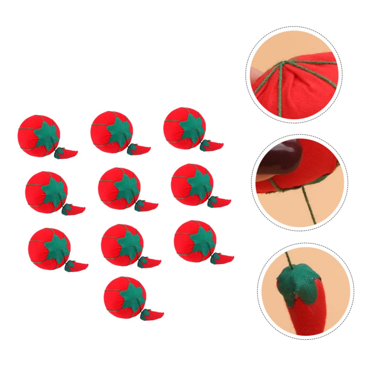 DIYEAH 50 Pcs Punzonado De Algodón De Tomate Accesorios De Ganchillo Accesorios Cubiertos Alfiletero De Fresa Lindo Alfiletero Agujas Huevo Telares Punto De Cruz Juguete Rojo