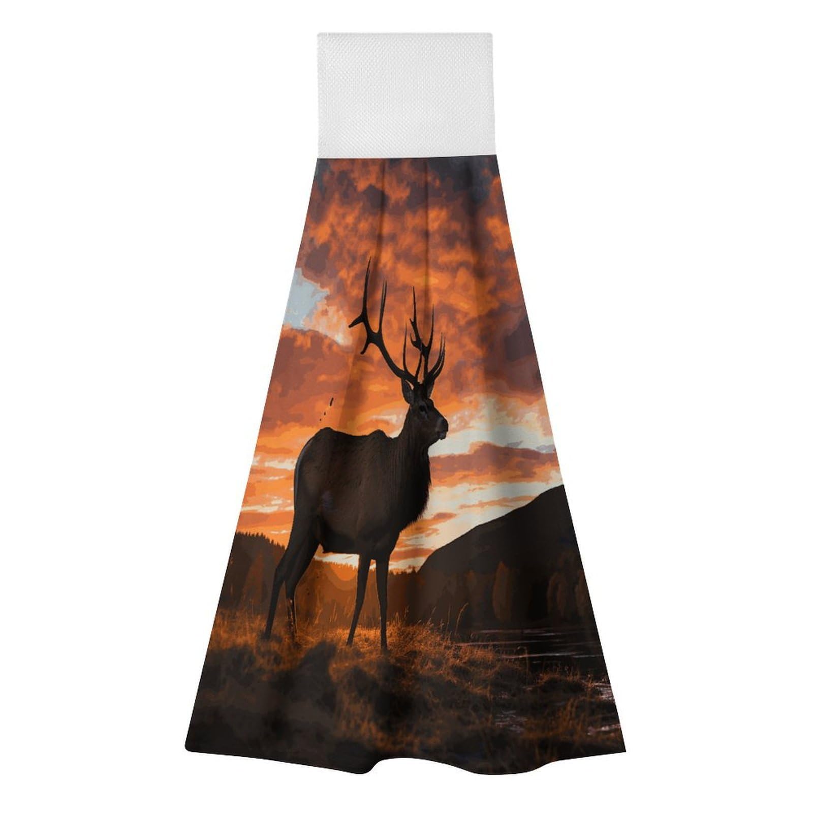 Khauerbc Style Red Deer Bull Elk Sunset Hand Towel For Quick Drying & Absorbent,Kitchen Towels Polyester,11.9 * 11.6 In,Yoga Towel For Bathroom,Kitchen,Gym,Shower,Hotel,And Spa