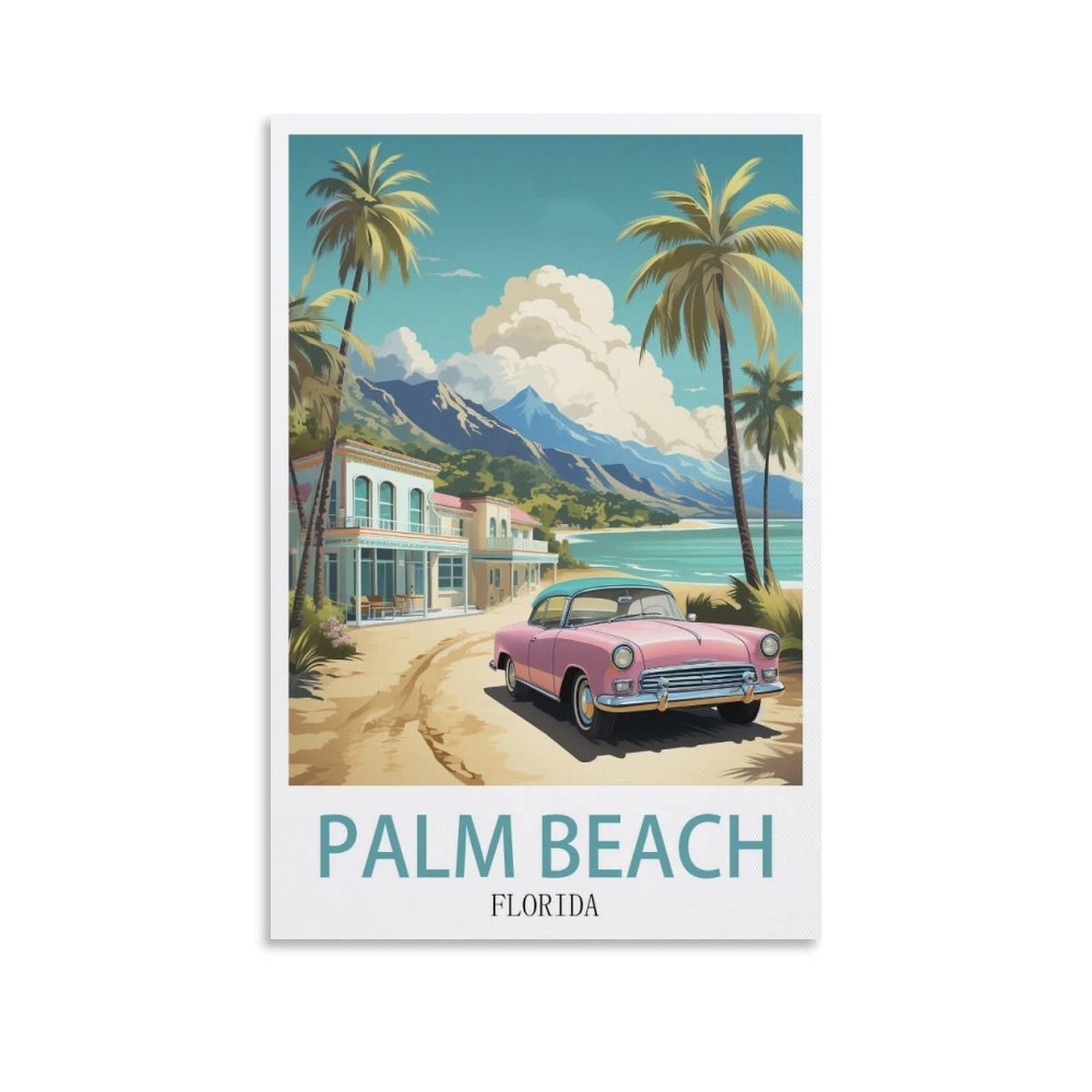 Ezmlfa S176 5D Diamond Painting Kits For Adults,Palm Beach Florida Diamond Art Kits For Beginners,Full Drill Diamonds Gem Art For Home Wall Decor Gift 40X50cm