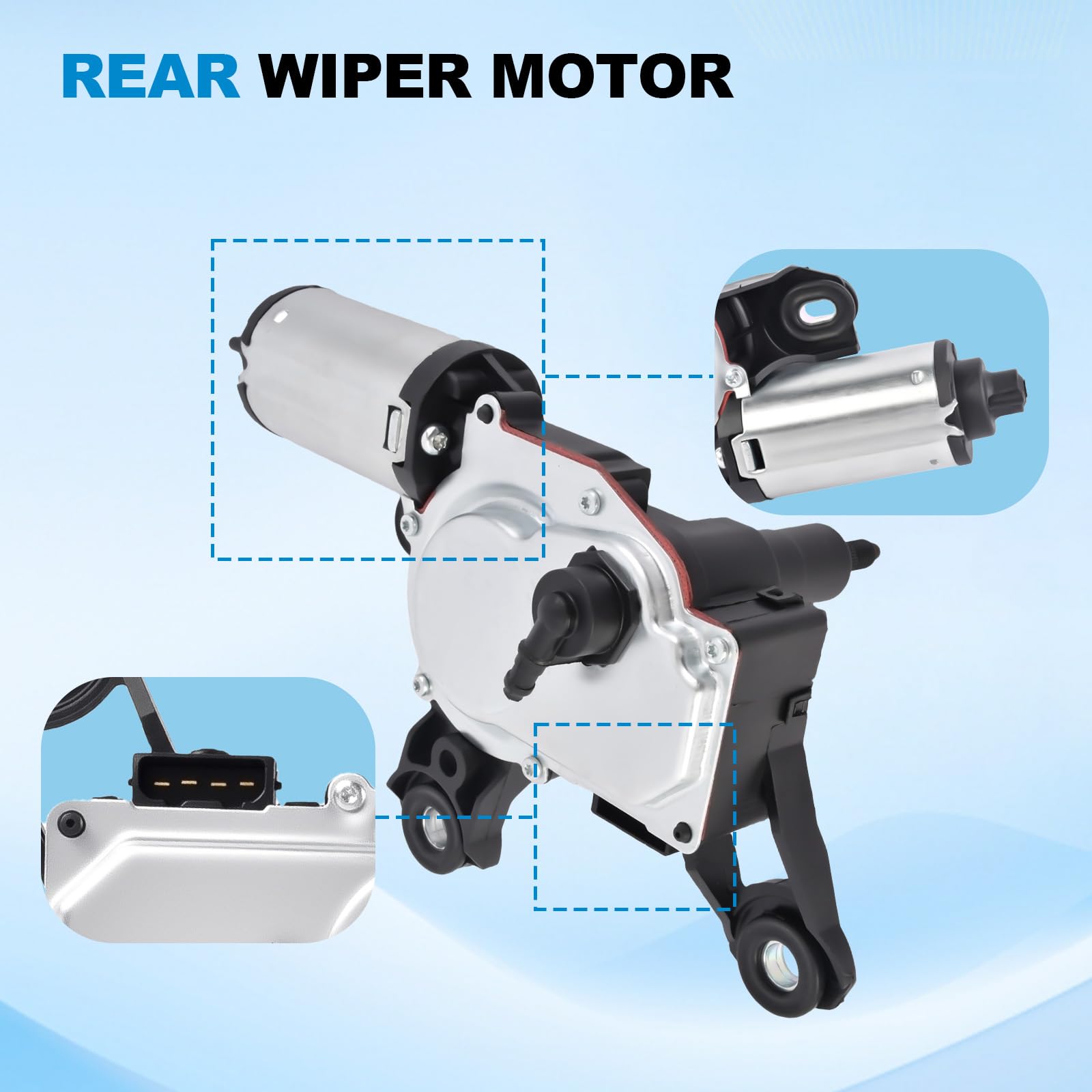 Motore tergicristallo posteriore Motore tergicristallo lunotto posteriore Compatibile con A3 8P A4 A6 Q5 Q7 2000-2019, sostituisce 8E9955711D 8E9955711A 8E9955711B 8E9955711C