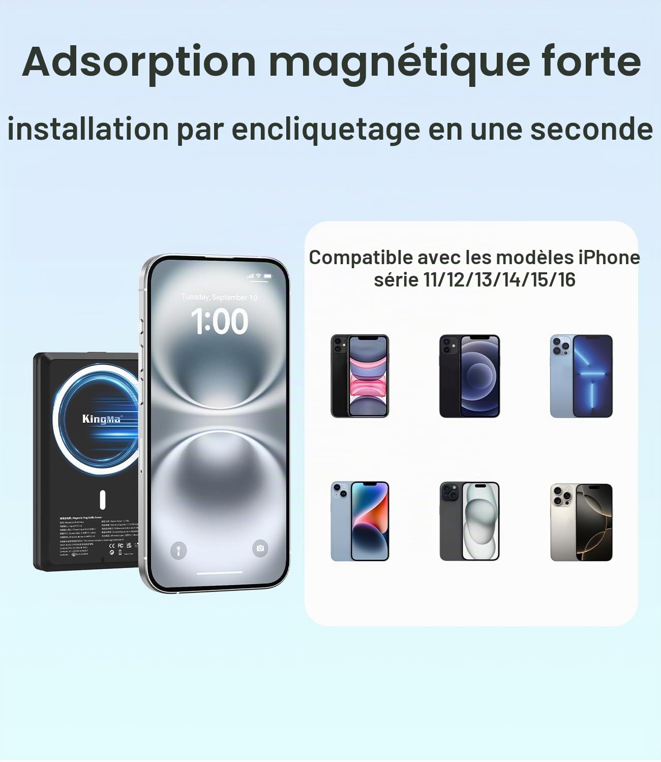 King Ma Téléphone Vlog Selfie Moniteur Écran, Écran Vlog Sync avec Caméra Arrière iPhone, Accessoires Vlog, Diffusion en direct, TikTok, Compatible iPhone Seulement (Prend en charge filaire)