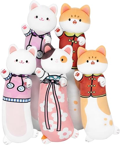 Miniatura 8 de 2 almohadas largas de felpa con forma de gato, 20 pulgadas, animales de peluche de gato, lindos peluches kawaii, gatito, regalo para niños y niñas