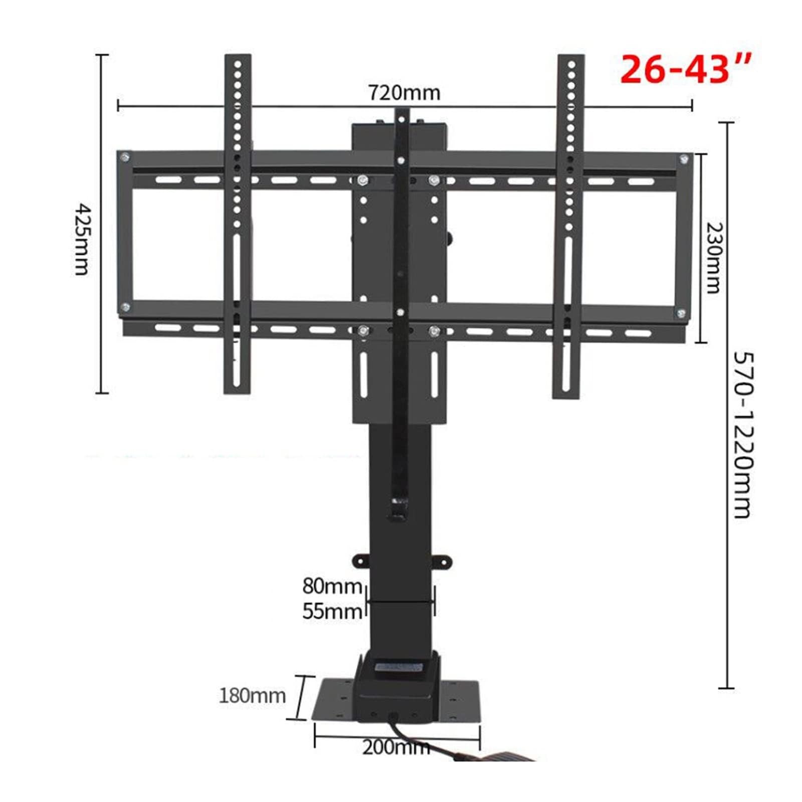 Soporte motorizado para TV - Soporte motorizado para TV de 26 a 43 pulgadas, 4 posiciones de función de memoria, soporte de TV, mecanismo de elevación de TV con control remoto y control de interruptor