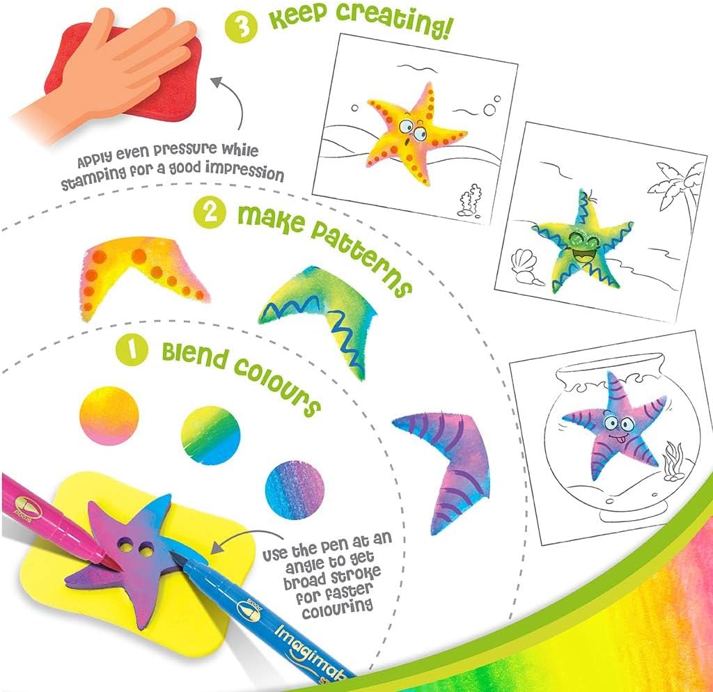 Imagimake Stamp Art Animal Kingdom | Crafts for Kids Ages 3-5 | Stamps with Easy Blending Pens | Arts and Crafts for Kids Ages 3-5 | Gifts for Toddlers | Gifts for Girls & Boys 3, 4, 5 Years