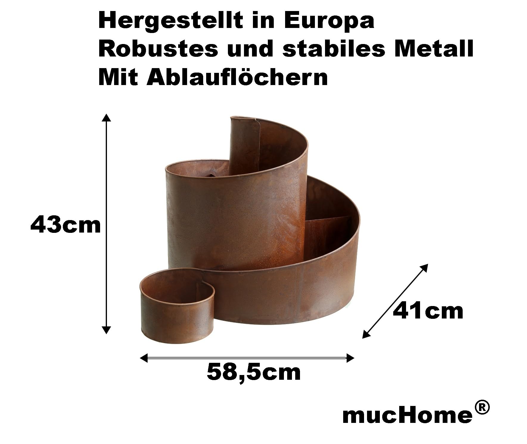 Kräuterspirale Kräuterschnecke Kräuterbeet aus Metall 58,5x43x41cm Rost Kräutertreppe