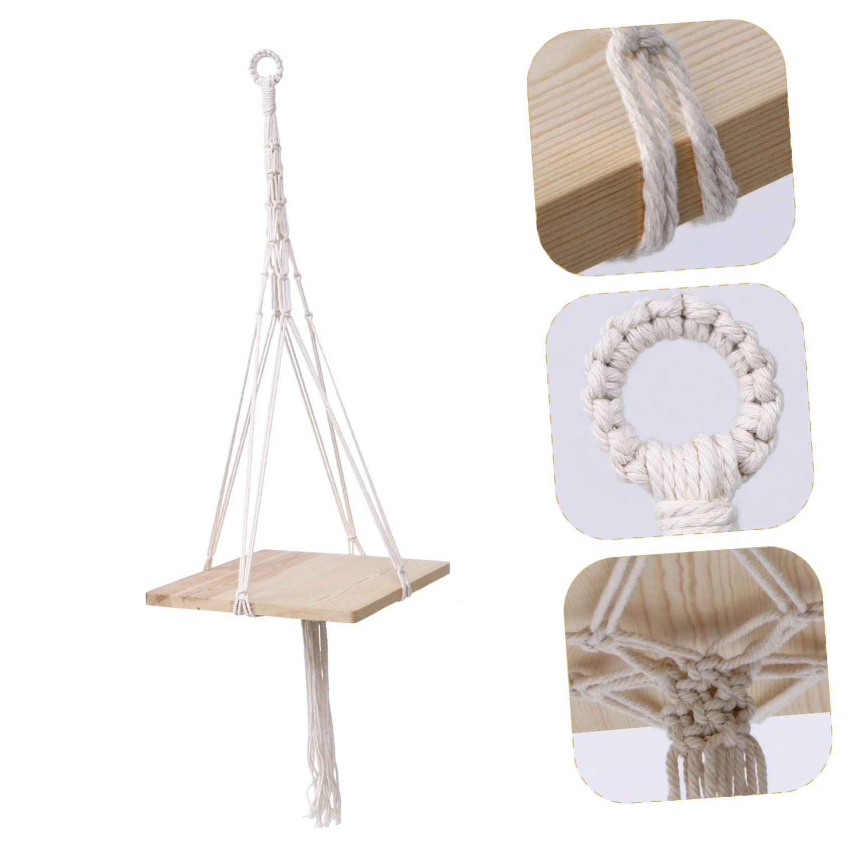 Porte-Fleurs Suspendu Macramé Naturel Support Tressé pour Plantes Intérieur Et Extérieur Décoration Élégante pour Balcon Et Jardin