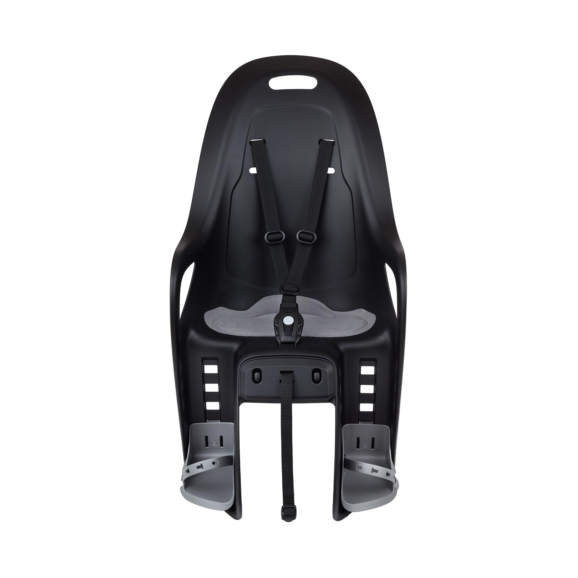 POLISPORT 8408200002 - Siège arrière KOARI pour vélo avec roues de 26'' à 29'' adapté aux enfants d'un poids maximum de 22kg avec ancrage sur le porte-bagages en Noir/Gris