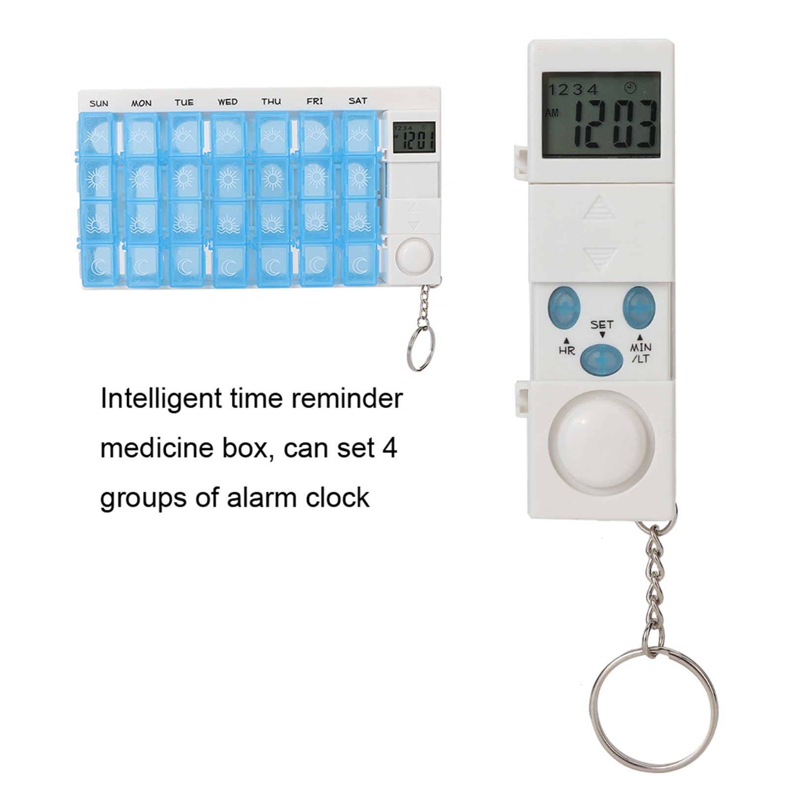 Brrnoo Dispenser automatico di pillole con promemoria elettronico, contenitore per medicinali per 7 giorni, blu