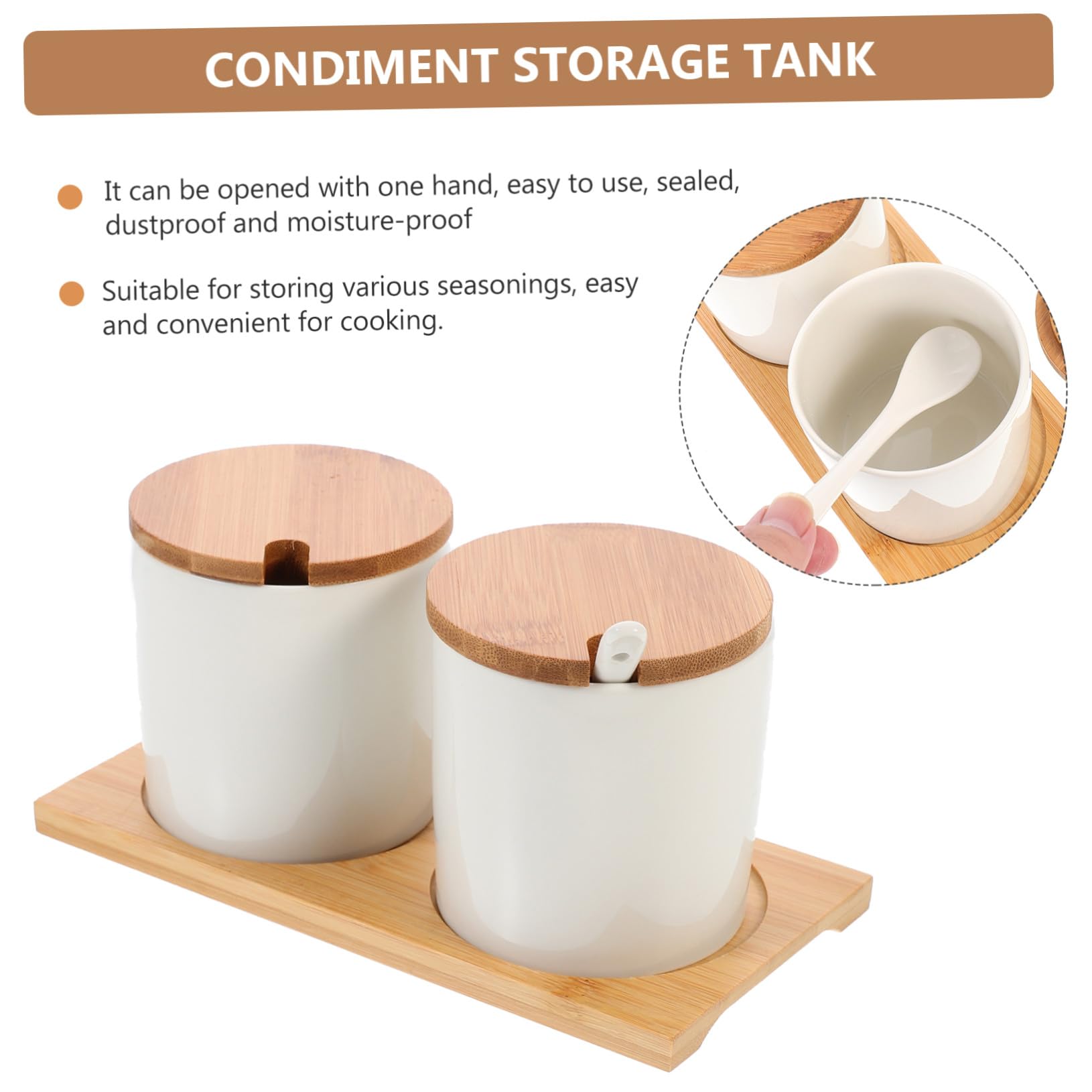 Set Barattolo per Spezie Chiusura Ermetica in Ceramica Bianco Facile da Pulire per Cucina e Ristorante