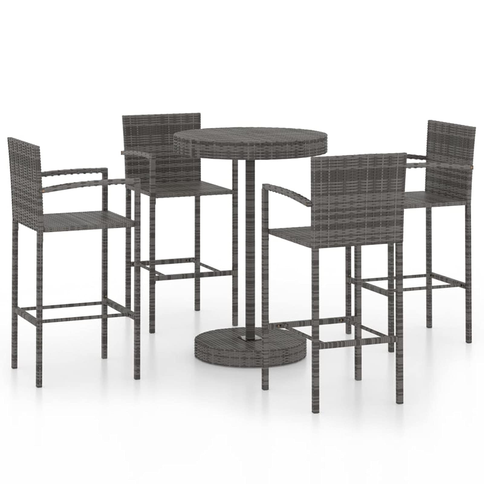 ZEYUAN Muebles de Bar de jardín 5 Piezas, Set De Jardin, Set Exterior Jardin, Muebles Terraza Exterior, Conjunto Muebles Jardin Exterior, Sofa Jardin Terraza, ratán sintético Gris