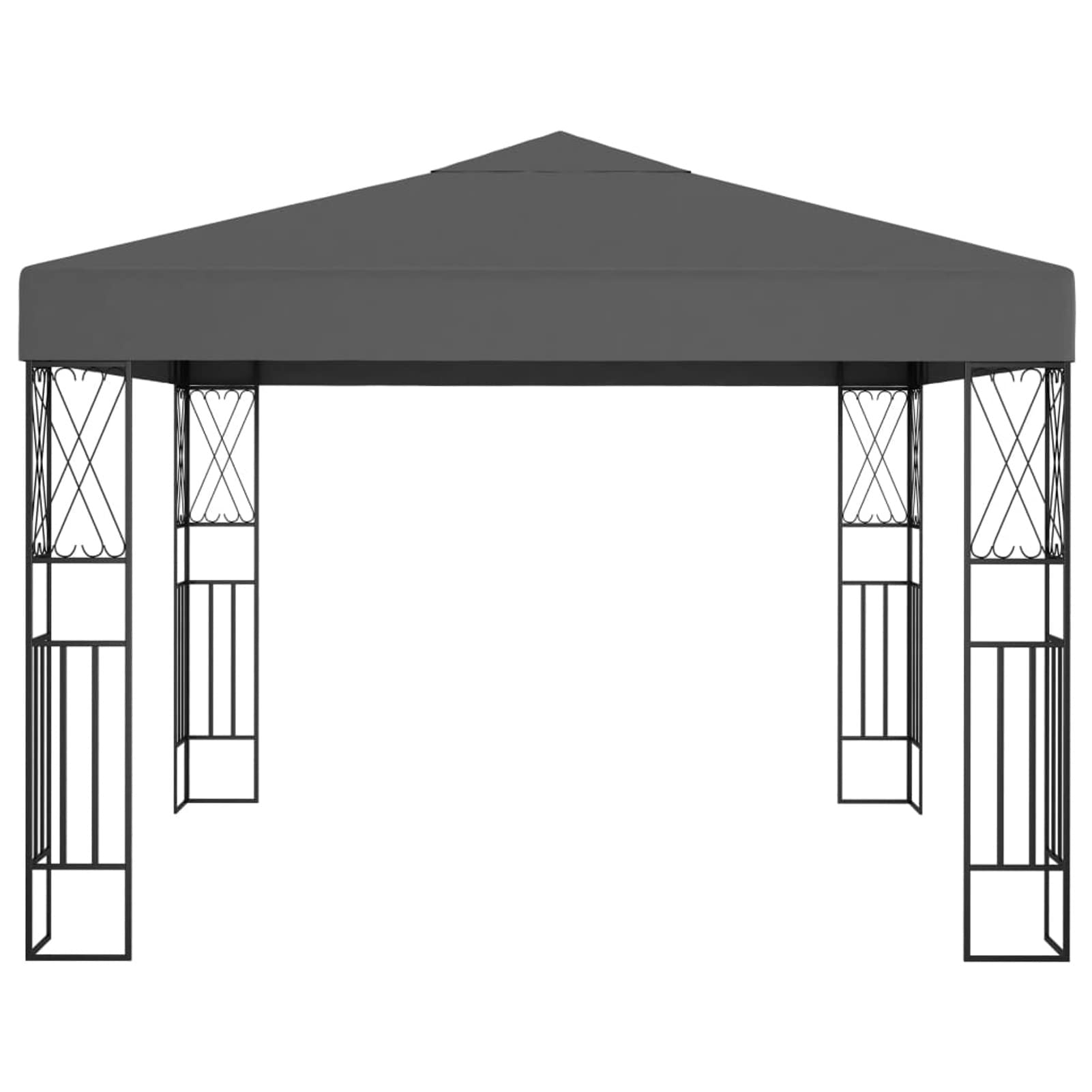 Pavillon mit LED-Lichterkette 3X Anthrazit Stoff Pop Up Pavillon Wasserdicht Stabil Winterfest