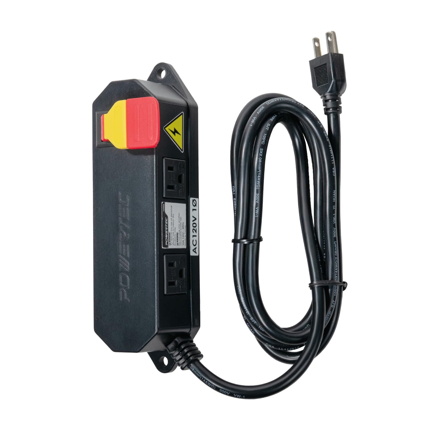 パワーテック POWERTEC Dual Outlet Power Tool Safety Switch - 120V 15A Paddle