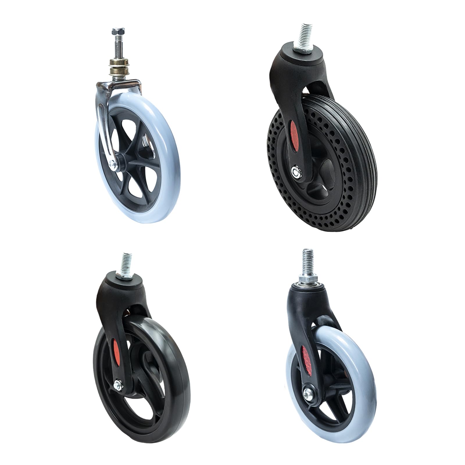 Piezas de repuesto para silla de ruedas - Rueda delantera con horquilla, rueda sólida de repuesto para andadores