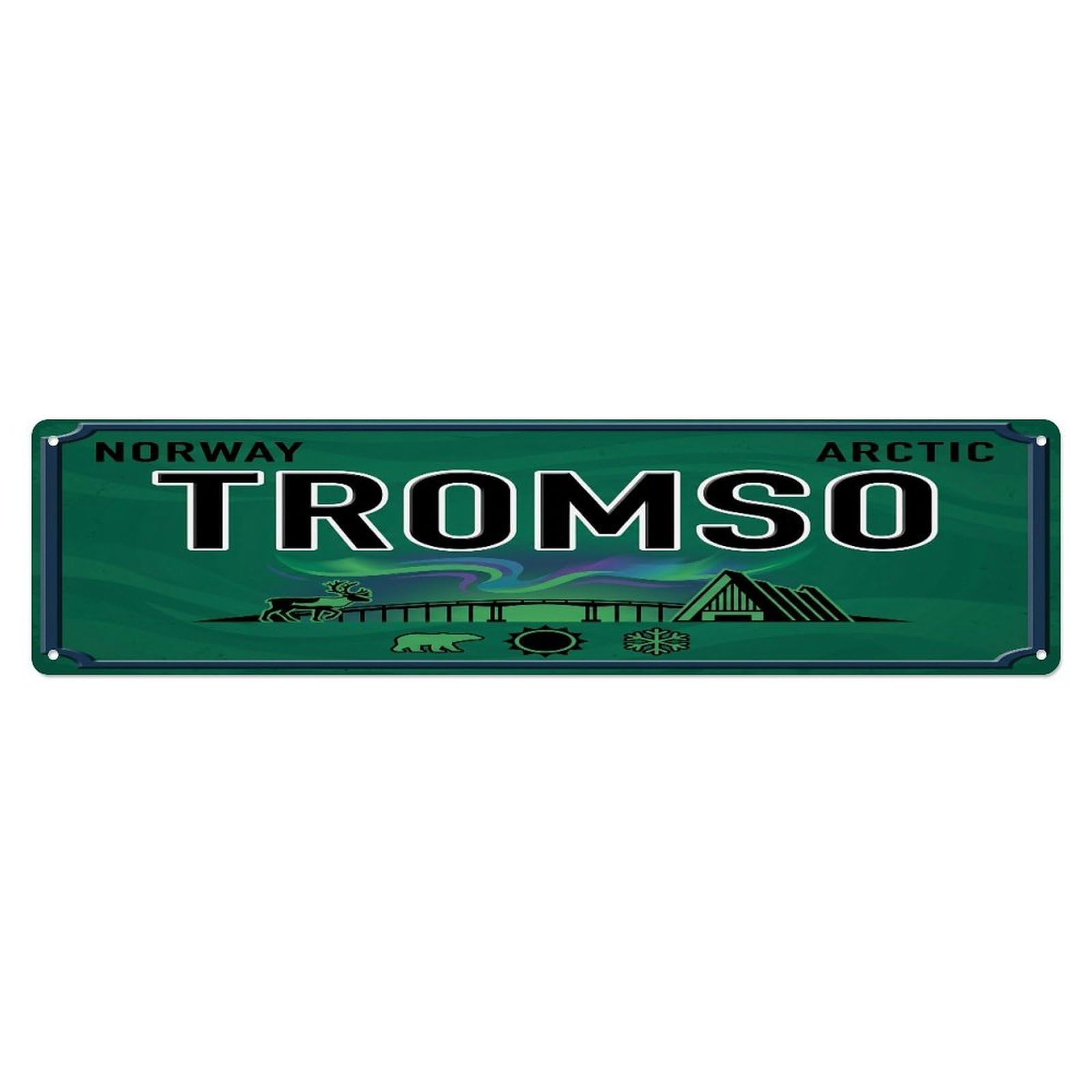 Tgrcjimh Style Metal Tin Sign Vintage Travel Tromso Northern Lights Arctic