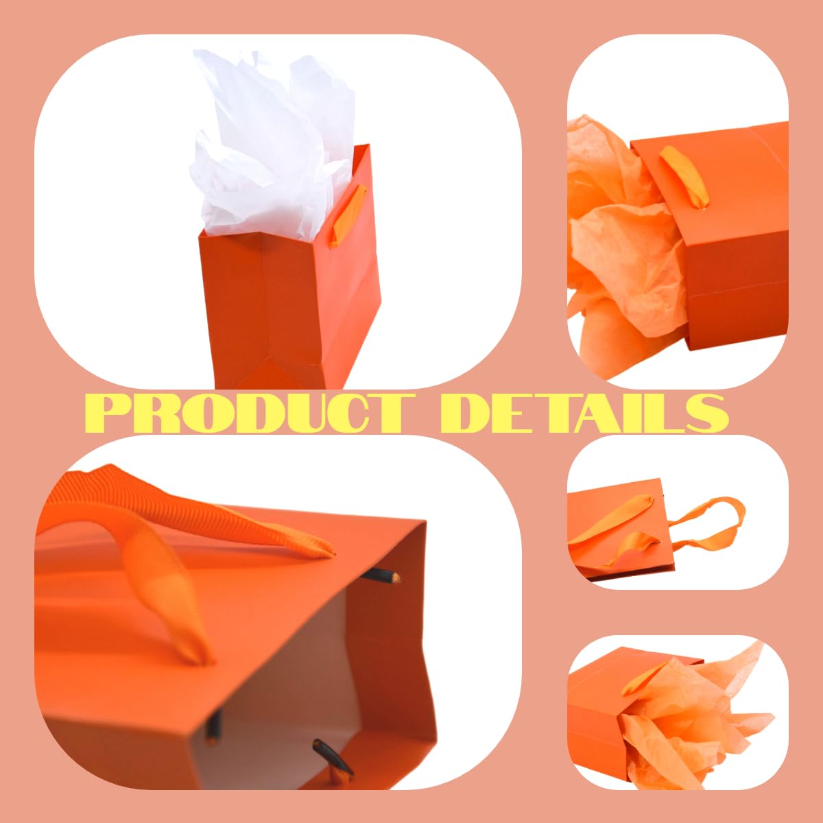 JUNESHE Mini-Geschenktüten Mit Griffen 4 Stück | 11,9x5,6x16,3 Cm, Inkl. Seidenpapier | Weiße Kleine Papiertüten Für Schmuck & Kleinigkeiten