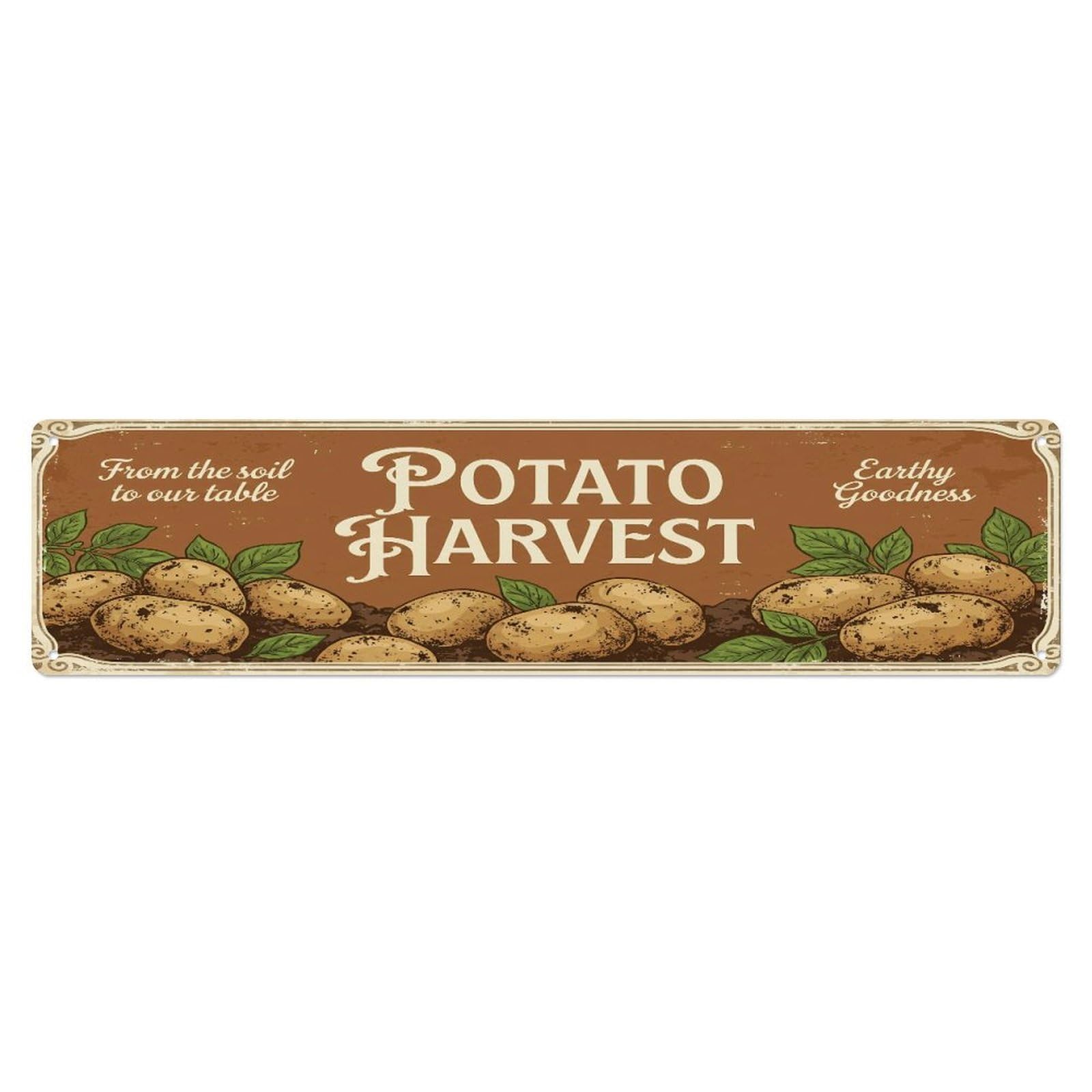 Fqcyn Style Metal Tin Sign Vintage Cottagecore Garden Potato Harvest Banner